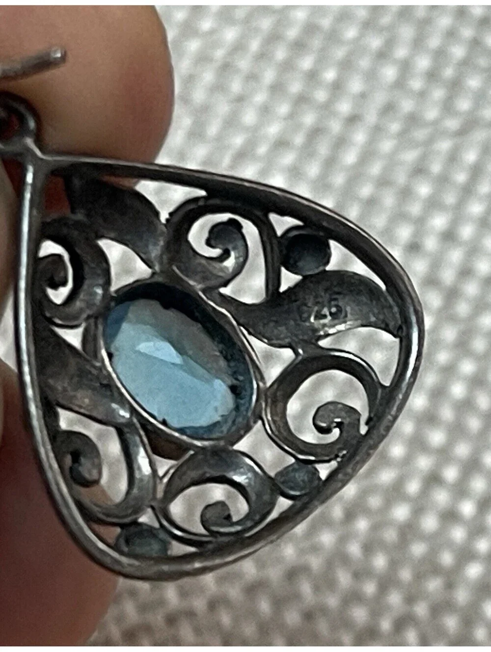 VTG Sterling Silver London Blue Topaz Filigree Drop Earrings 925 !!